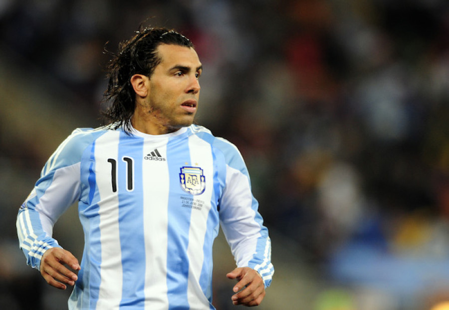 Tevez playing for Argentina